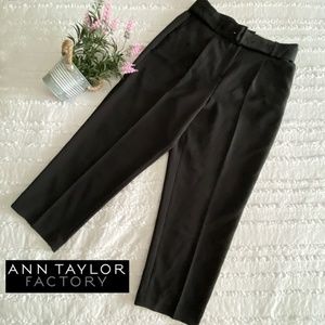 Ann Taylor High Rise The Belted Ankle Black Pants